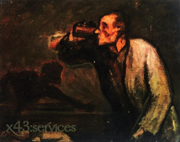 Honore Daumier - Billiardspieler Der Trinker - Billiard Players The Drinker